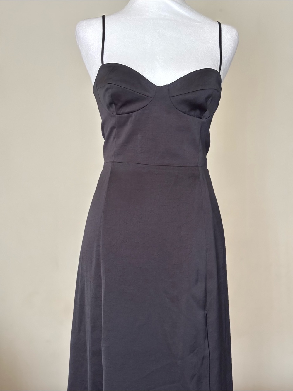 Aritzia Wilfred Black Satin Midi Dress Size 2 - Picture 2 of 14